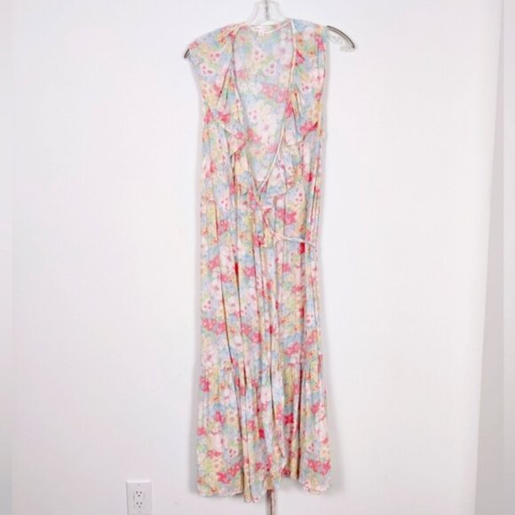 Joe Fresh x Jillian Harris Womens Tiered Maxi Wrap Dress Ruffle Floral - Picture 1 of 9